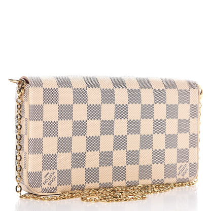 Louis Vuitton Damier Azur Pochette Felicie Chain Wallet Rose Ballerine 3 of 10