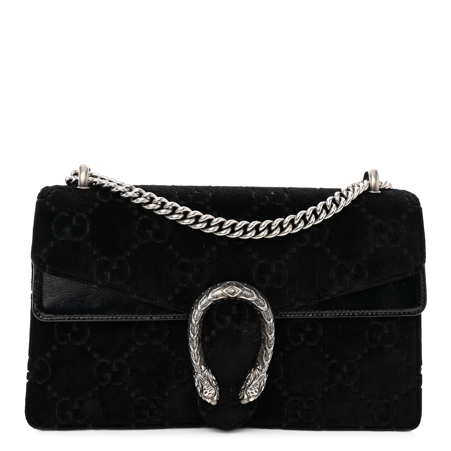 Velvet GG Monogram Small Dionysus Shoulder Bag Black