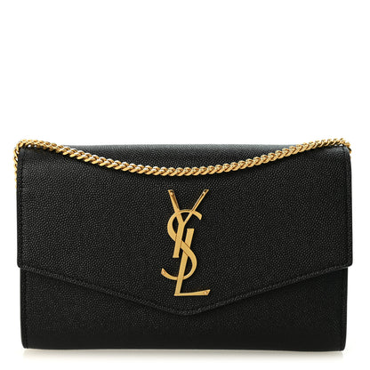 Saint Laurent Grain de Poudre Uptown Chain Wallet Black 1 of 11