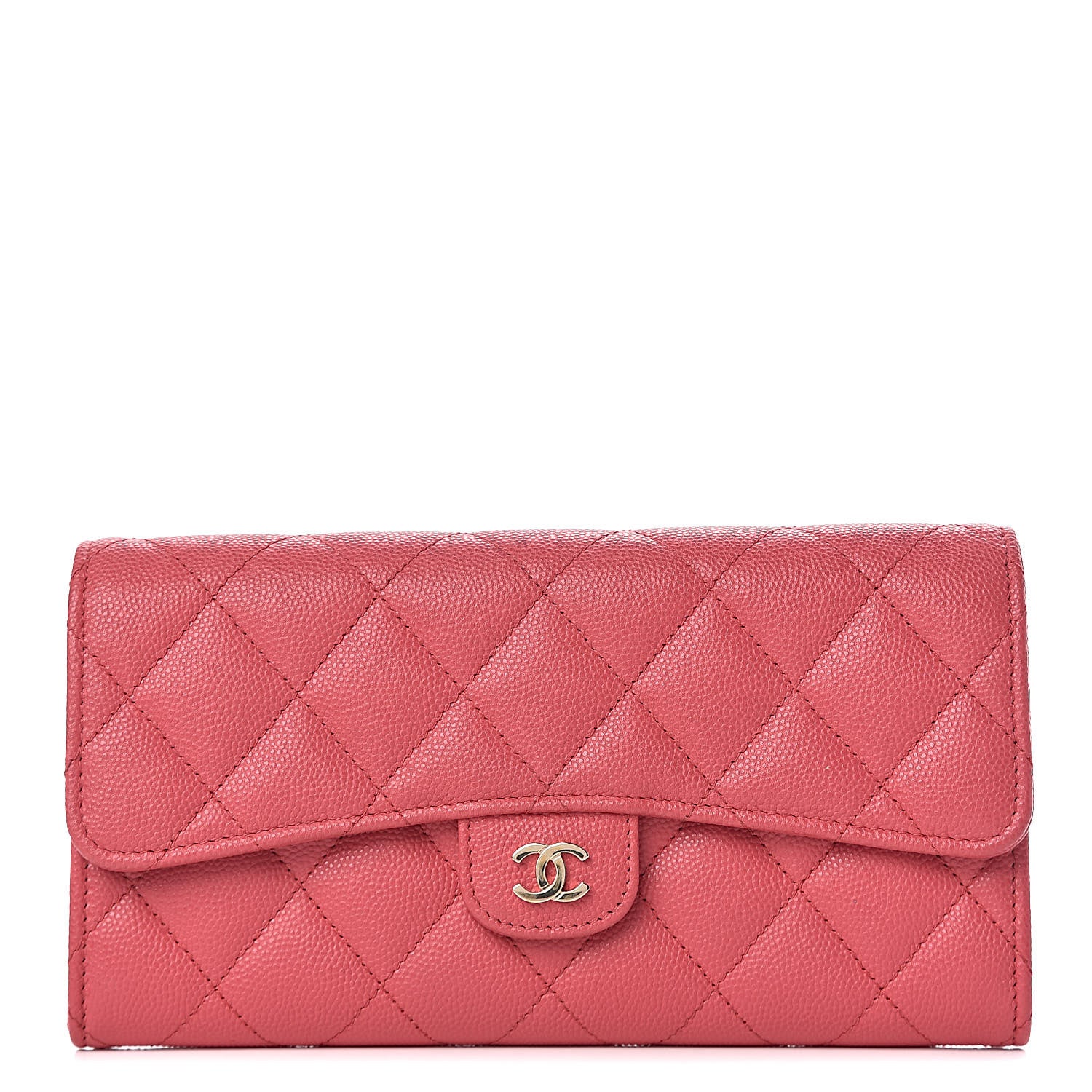 Chanel Caviar Quilted Large Gusset Flap Wallet Pink 1 of 10