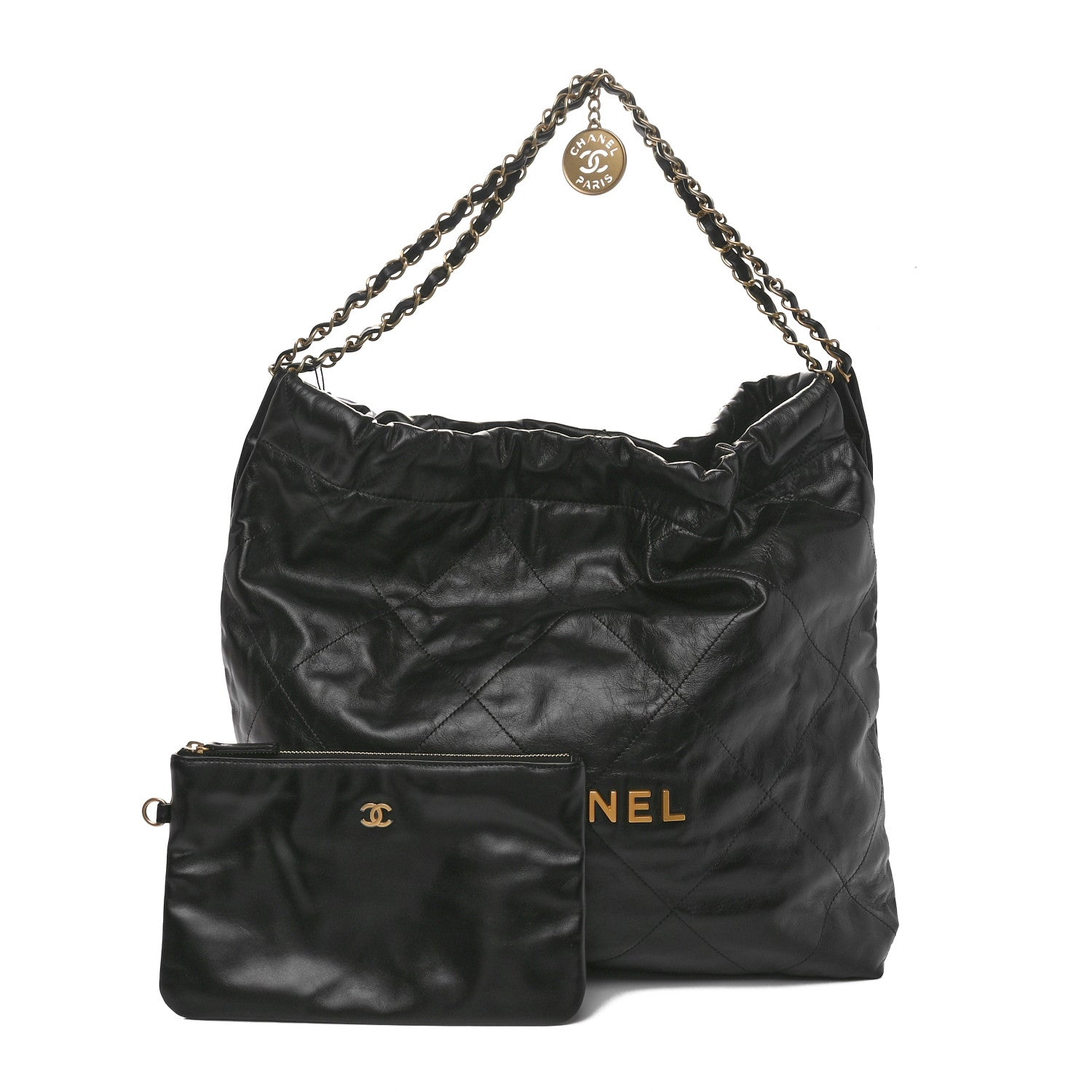 Chanel Shiny Calfskin Quilted Chanel 22 Black 2 of 11