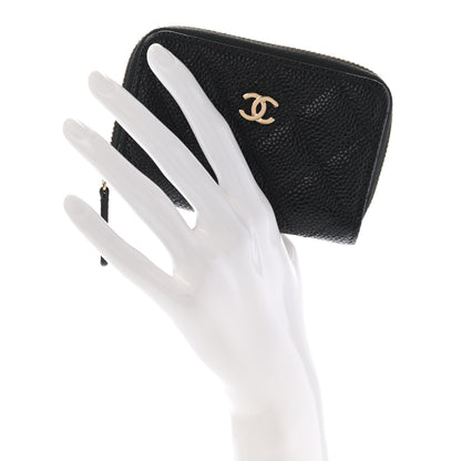 Chanel Caviar Quilted Zip Coin Purse Black 2 of 8