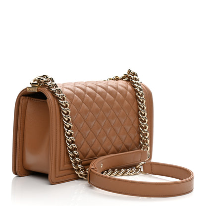 Chanel Caviar Quilted Medium Boy Flap Light Brown 3 of 9