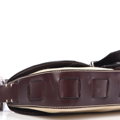 Fendi Canvas Calfskin Flap Bag Panna Caffe 6 of 9
