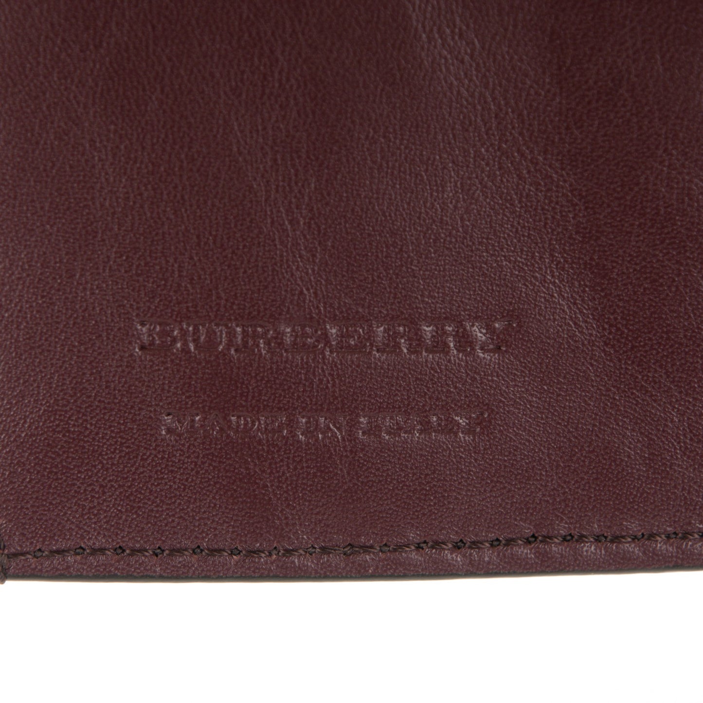 Grainy Calfskin House Check Wellington Wallet Mahogany Red
