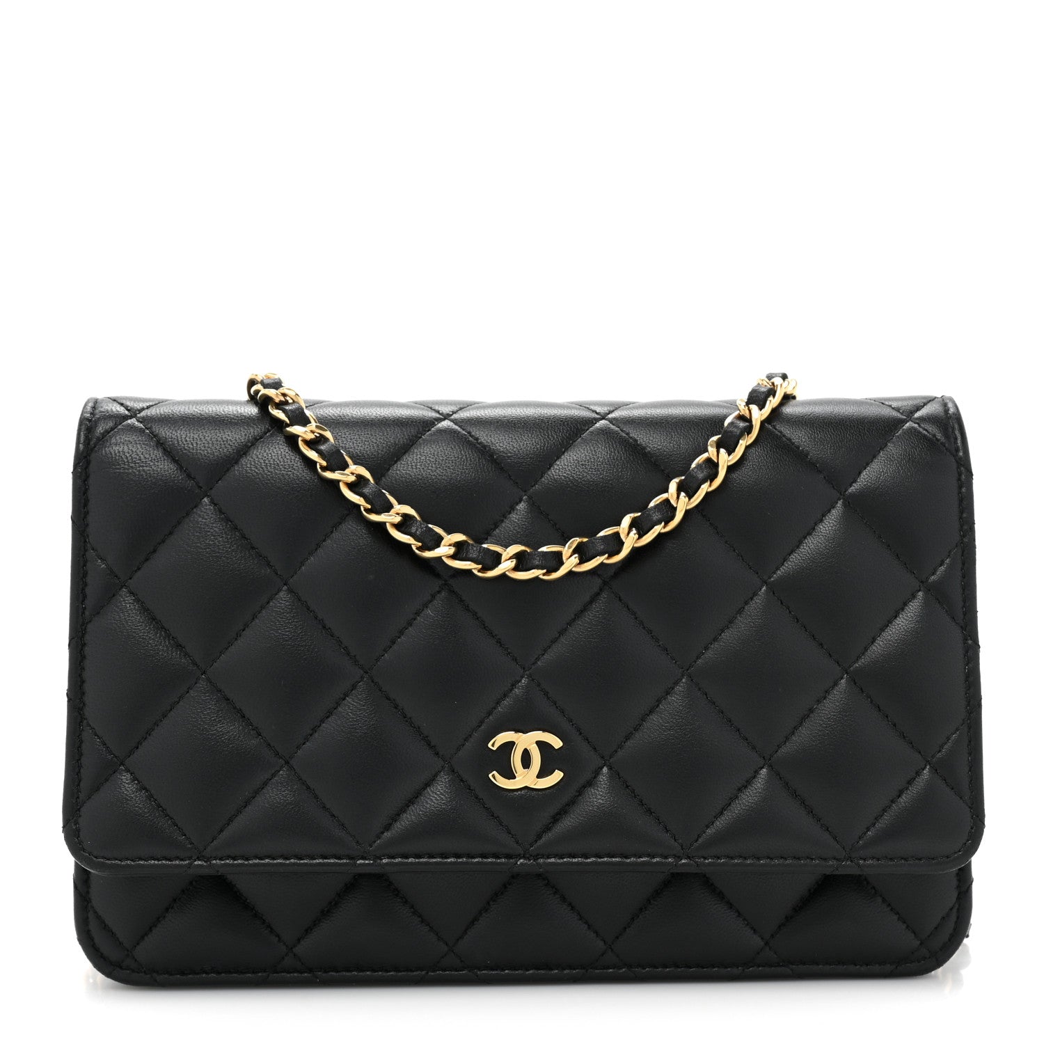 Chanel Lambskin Quilted Wallet On Chain WOC Black 1 of 16