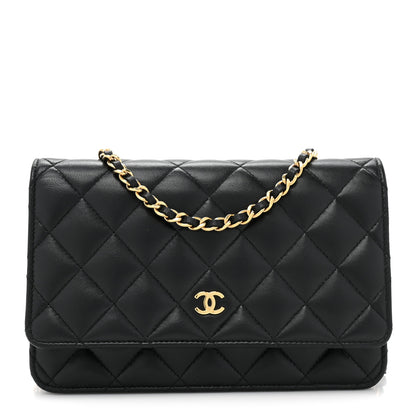 Chanel Lambskin Quilted Wallet On Chain WOC Black 1 of 16