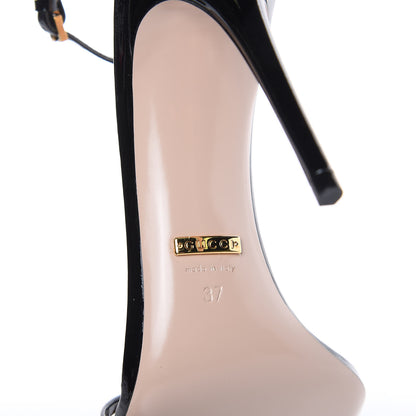 Gucci Patent Crystal Removable Bow Sandals 37 Black 11 of 12