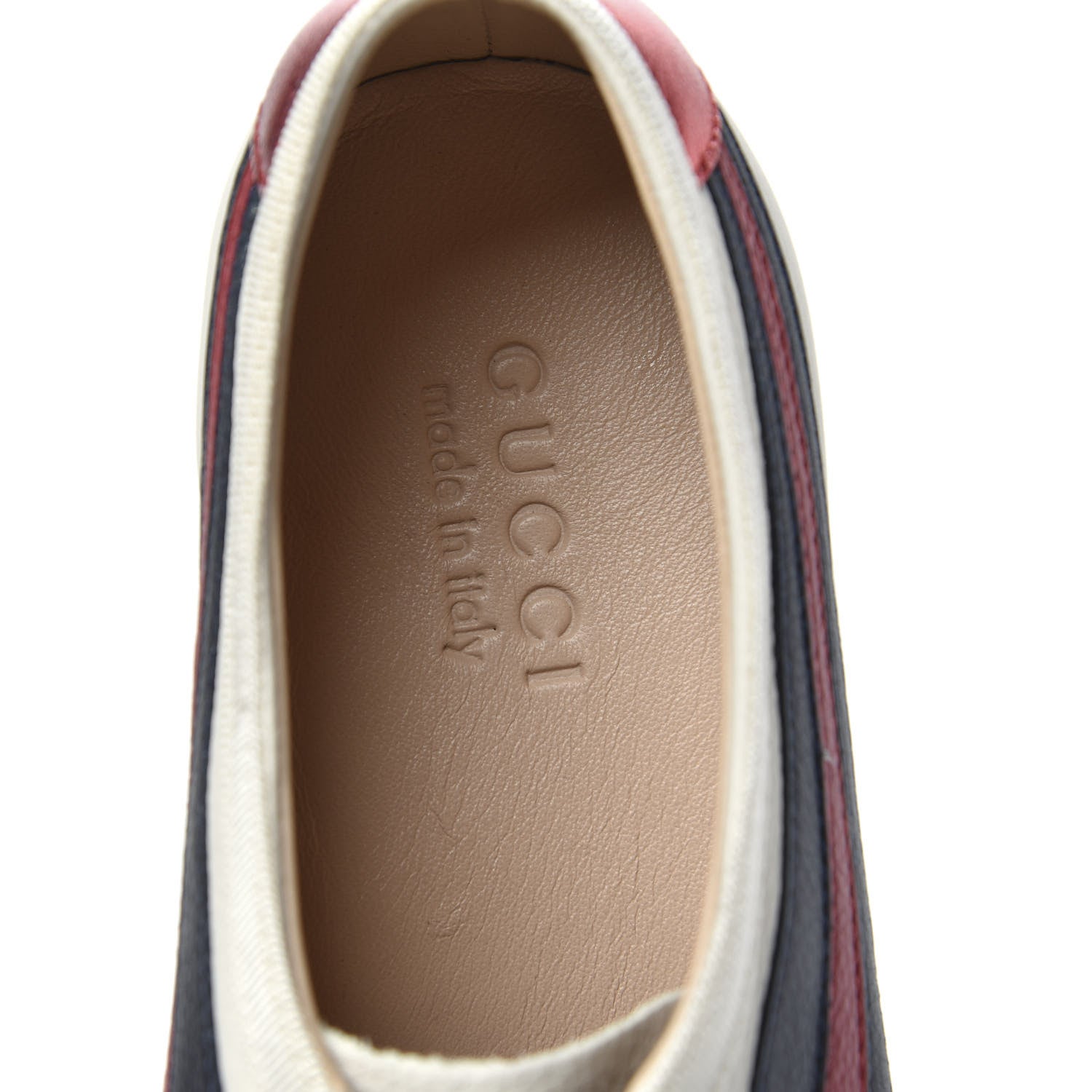 Gucci Calfskin Mens Web Falacer Sneakers 8 White Blue 6 of 8