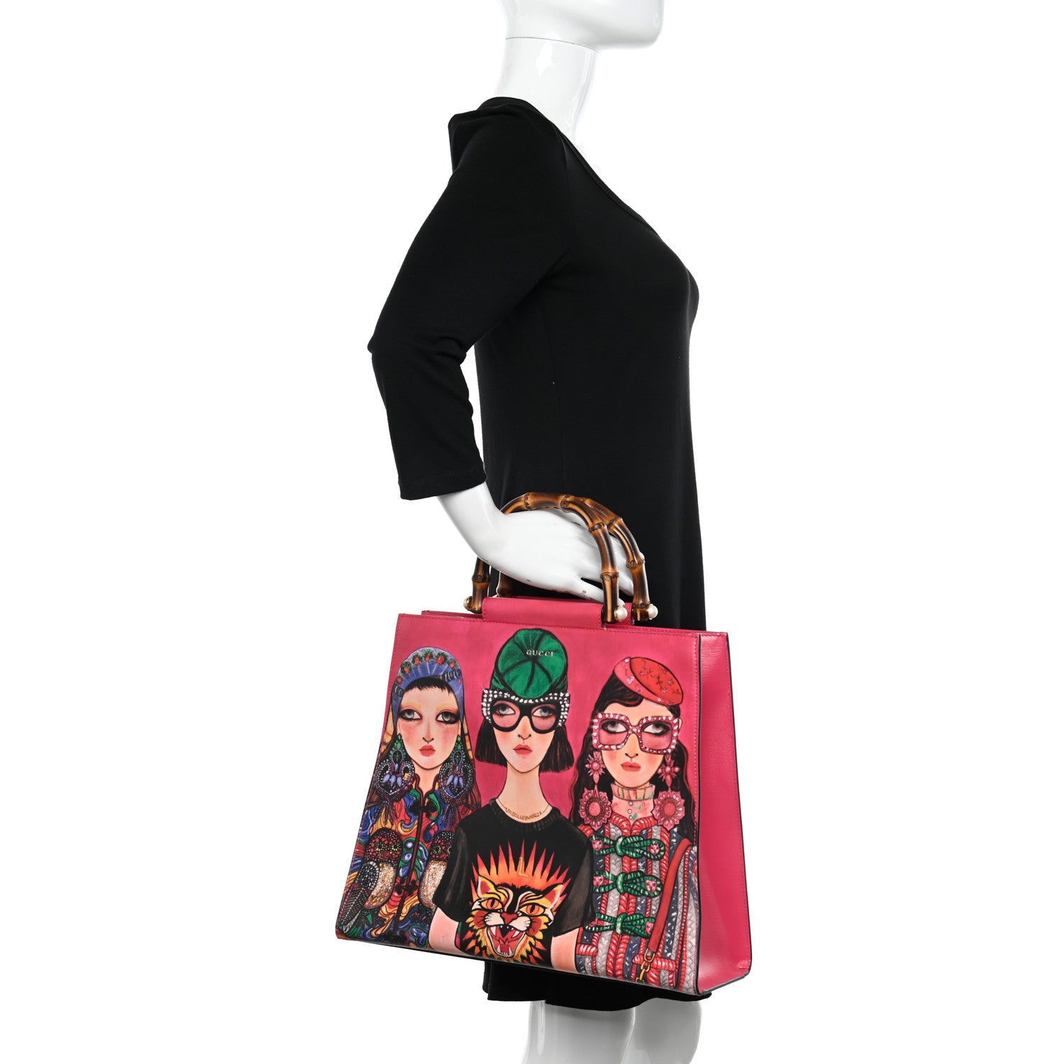 Gucci Nappa Bamboo Printed Nymphaea Top Handle Bag Multicolor 2 of 11