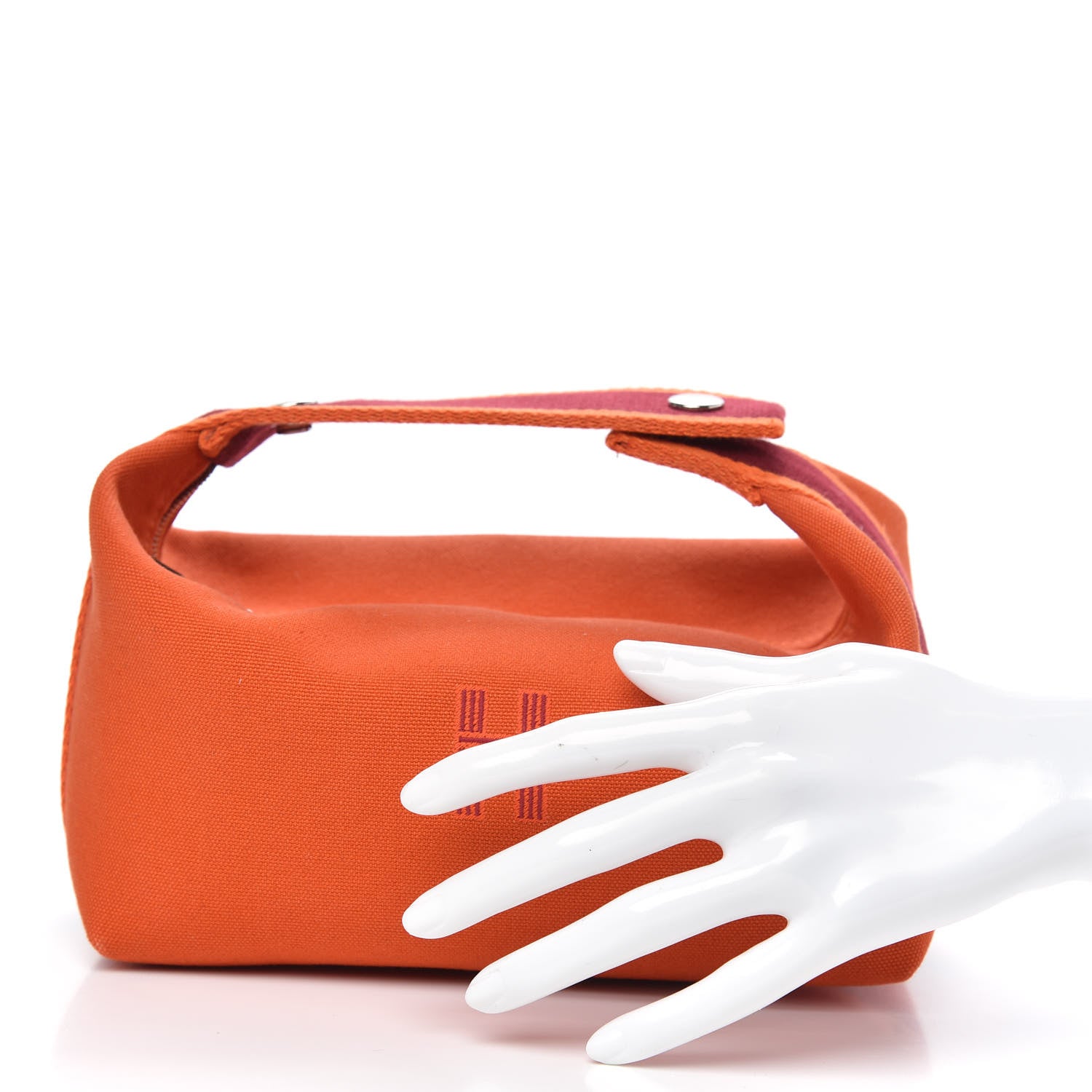 Hermes Canvas Small Bride-A-Brac Pouch Orange Burgundy 2 of 8