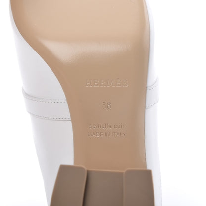 Hermes Calfskin Blossom Mules 38 White 7 of 9