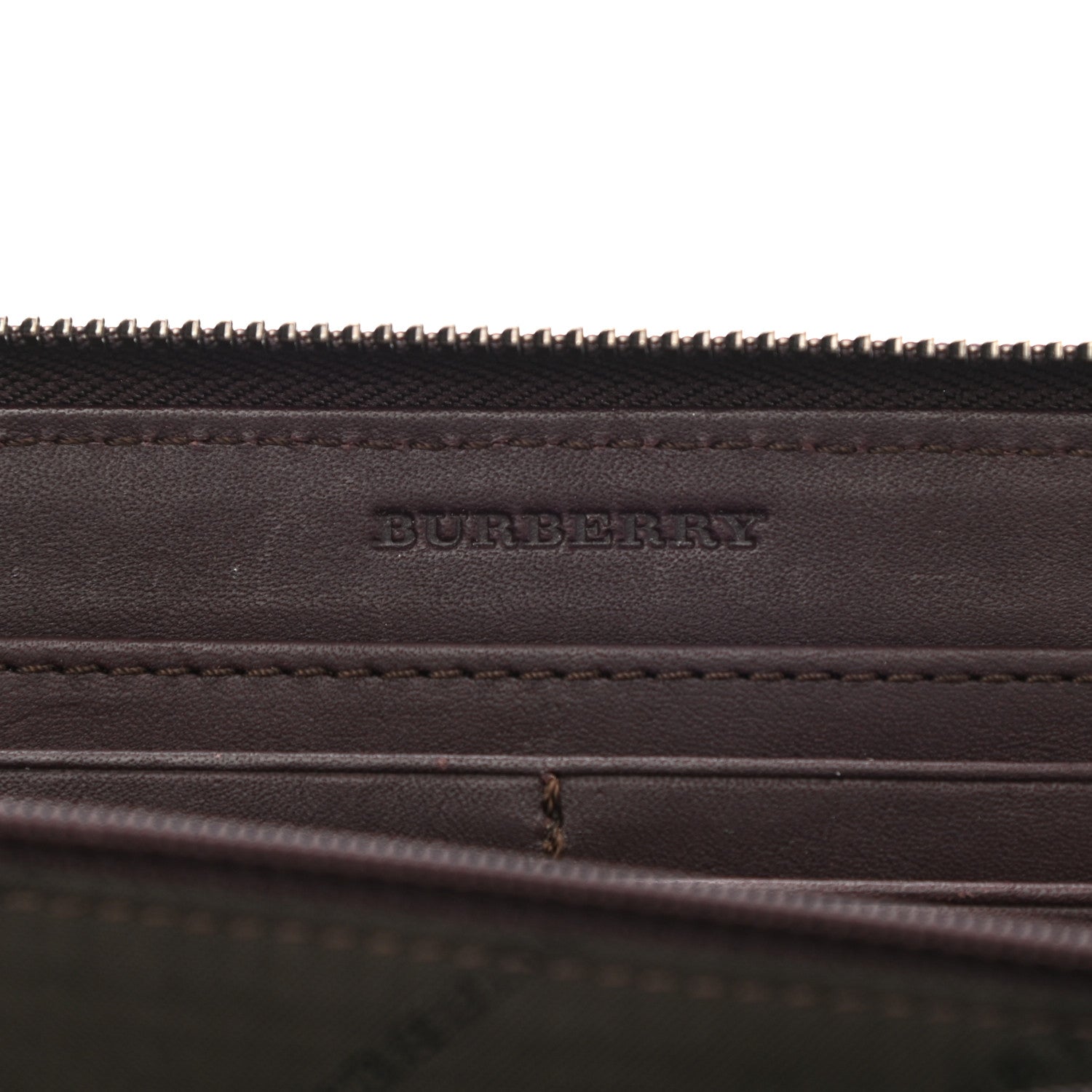 Burberry Smoked Check Zip Around Wallet Chocolate 6 of 9