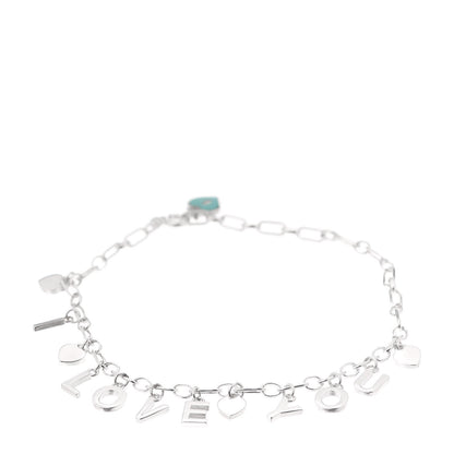 Tiffany Sterling Silver Enamel I Love You Charm Bracelet Blue 1 of 5