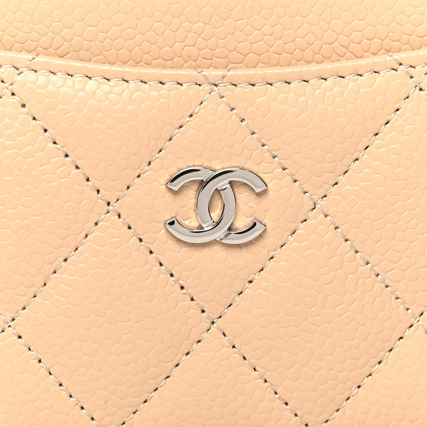 Caviar Quilted Card Holder Beige