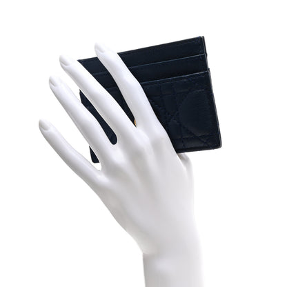 Christian Dior Supple Calfskin Cannage Caro Fresia Card Holder Navy 2 of 9
