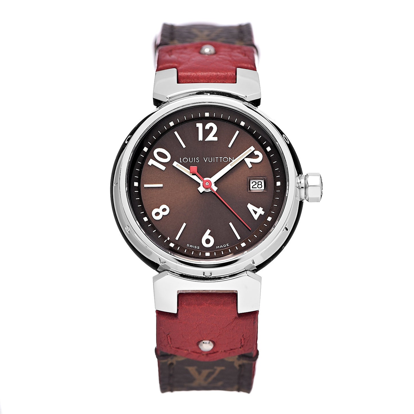 Stainless Steel Monogram 28mm Tambour Quartz Watch Brown