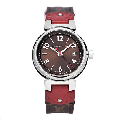 Louis Vuitton Stainless Steel Monogram 28mm Tambour Quartz Watch Brown 1 of 9