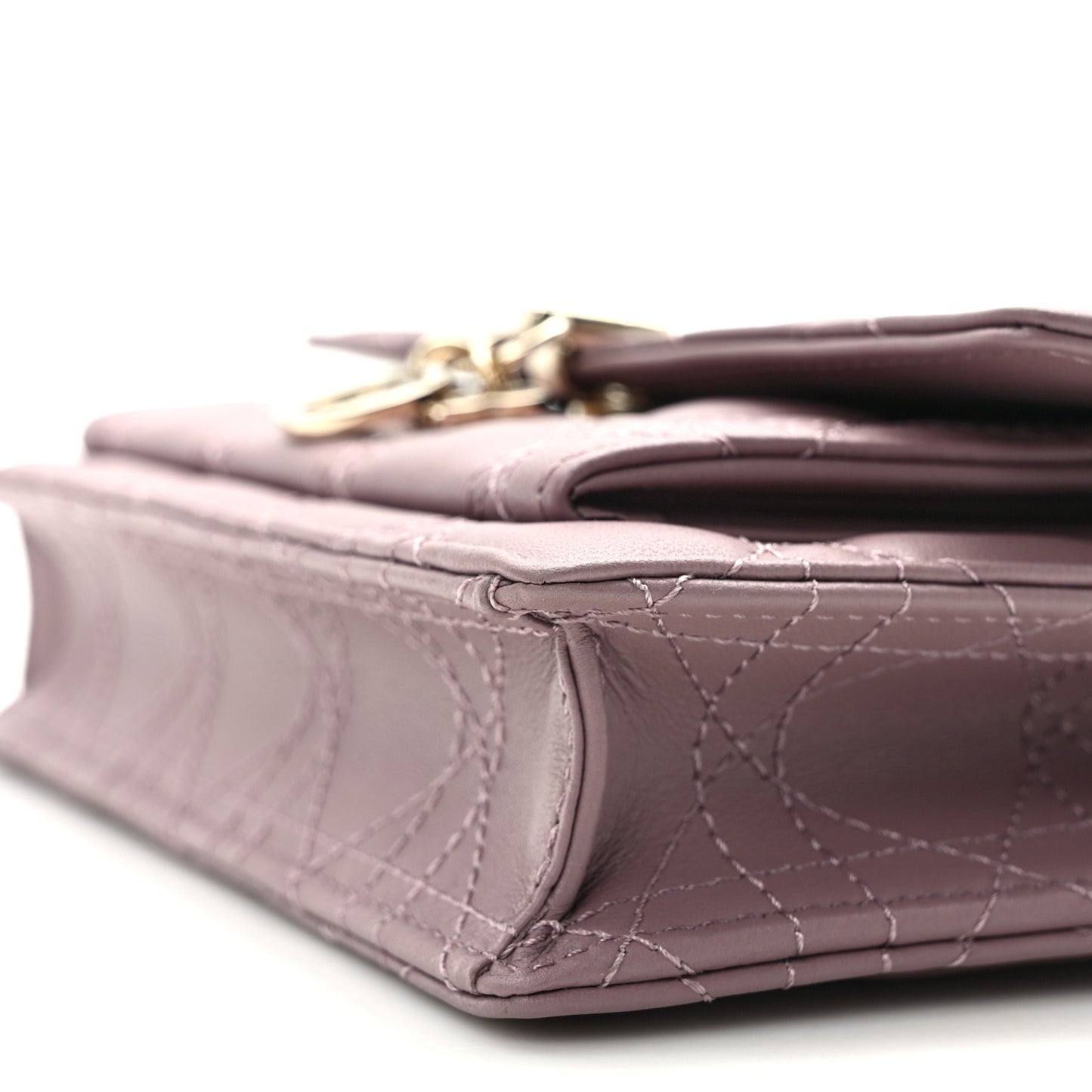 Lambskin Cannage Lady Dior Chain Pouch Purple