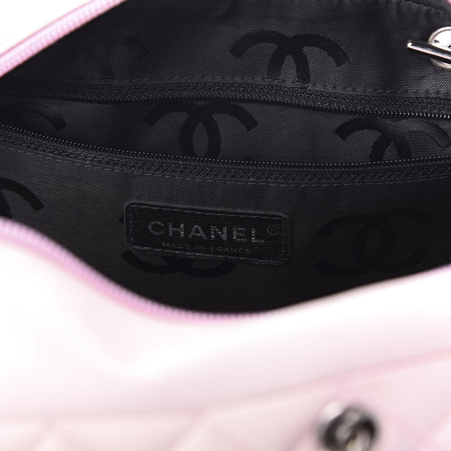 Calfskin Quilted Large Cambon Bowler Pink Black