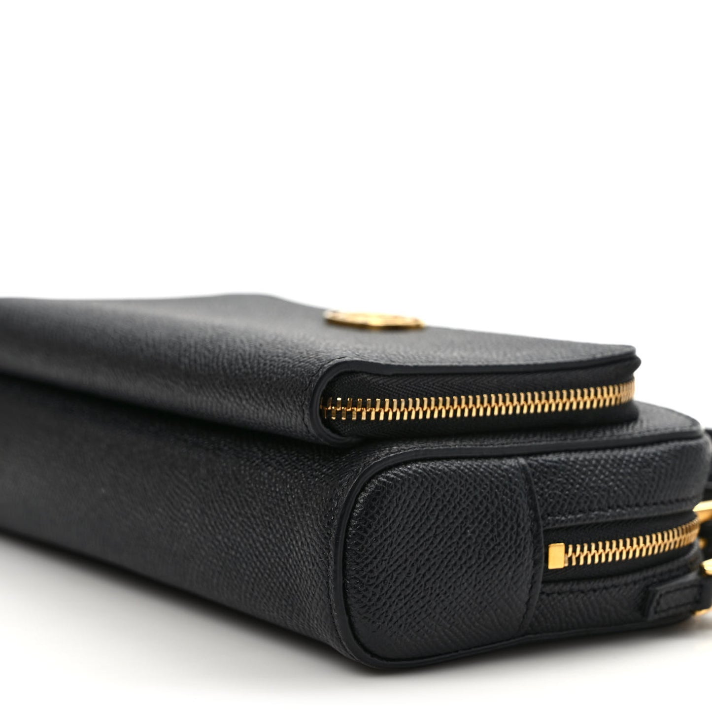 Grained Calfskin Caro Double Pouch Black