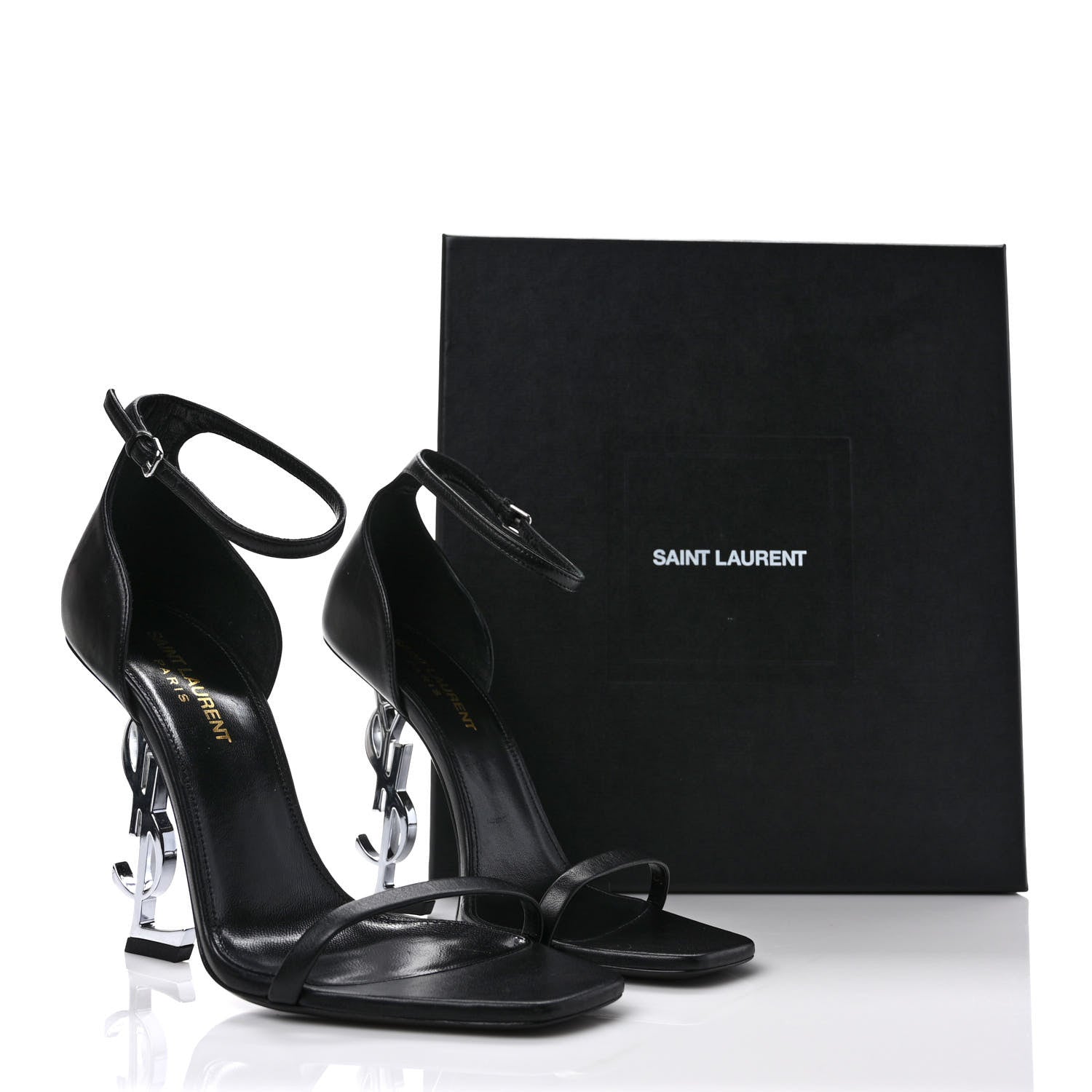 Saint Laurent Calfskin Opyum 110 Sandals 38 Black Silver 8 of 8