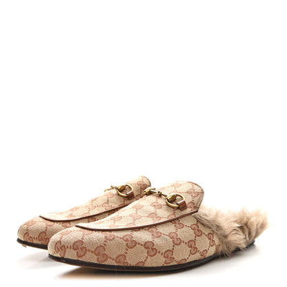 Gucci GG Monogram Fur Mens Princetown Slippers 9 Beige Ruggine Rust 4 of 10