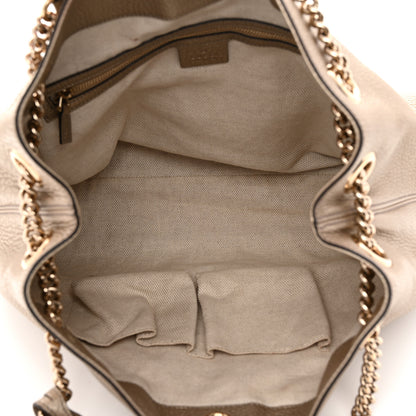 Gucci Metallic Pebbled Calfskin Medium Soho Chain Shoulder Bag Golden Beige 5 of 13
