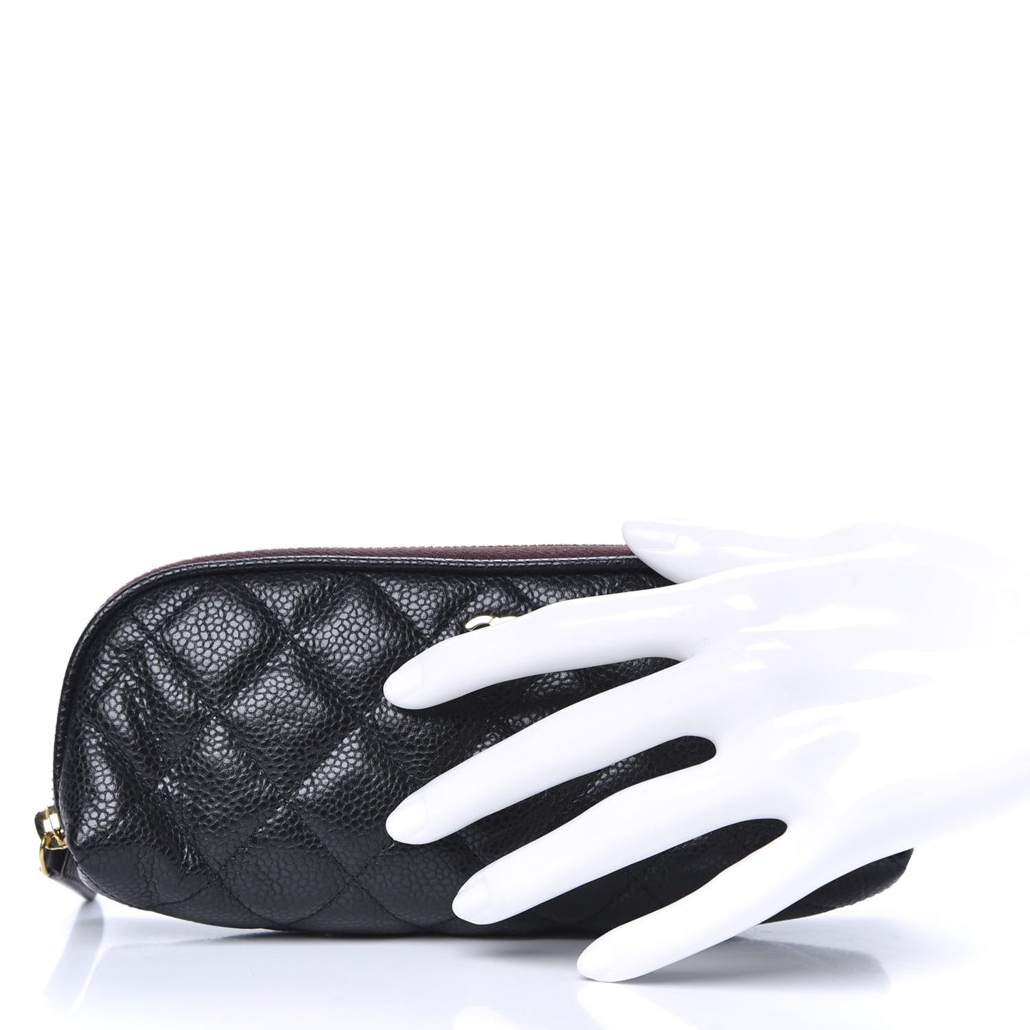 Caviar Quilted Long Cosmetic Case Black