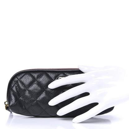 Chanel Caviar Quilted Long Cosmetic Case Black 2 of 9