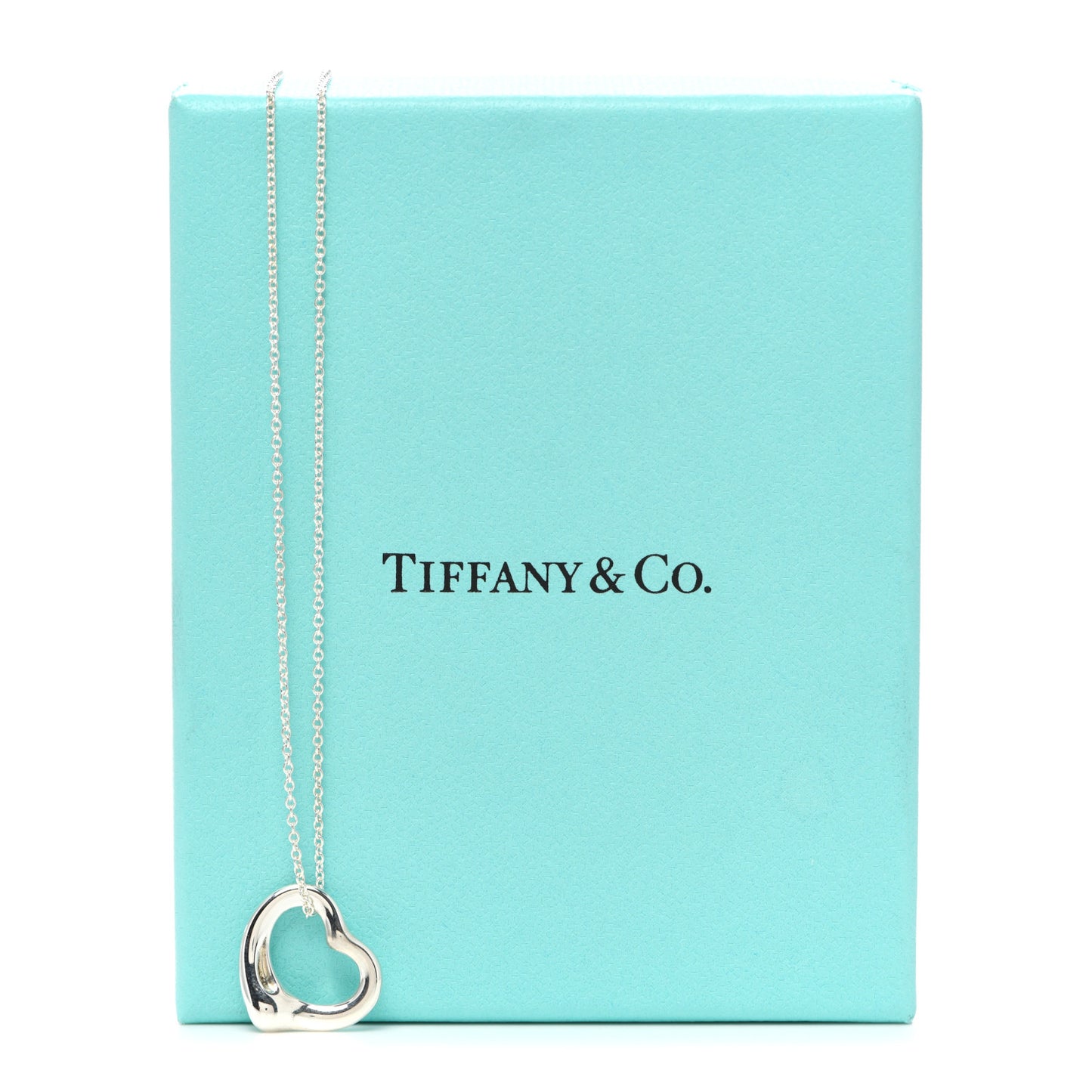 Sterling Silver 11mm Elsa Peretti Open Heart Pendant Necklace