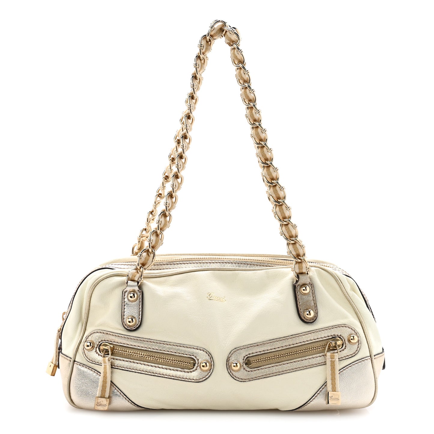 Goatskin Small Capri Bowler White Gold