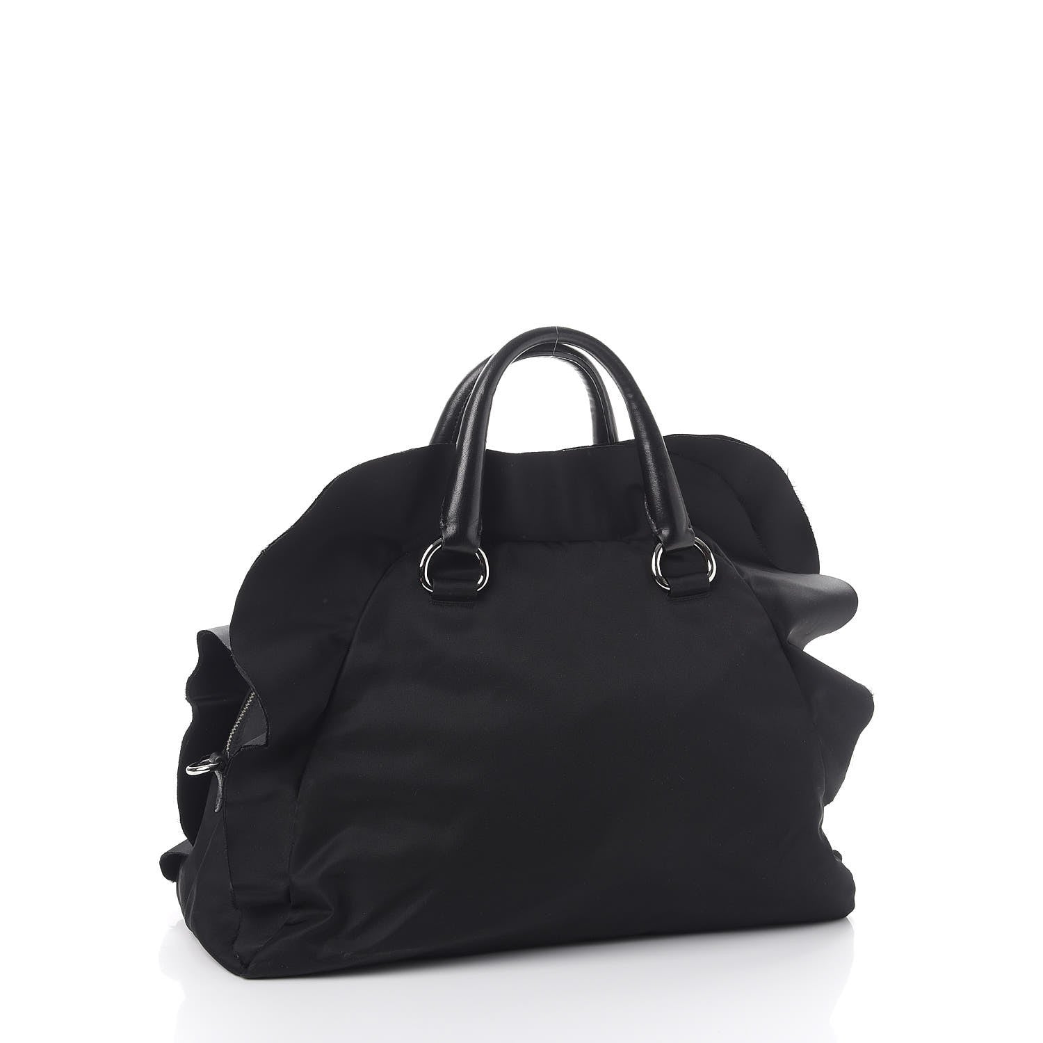 Prada Tessuto Nylon Ruffle Bauletto Nero Black 3 of 11