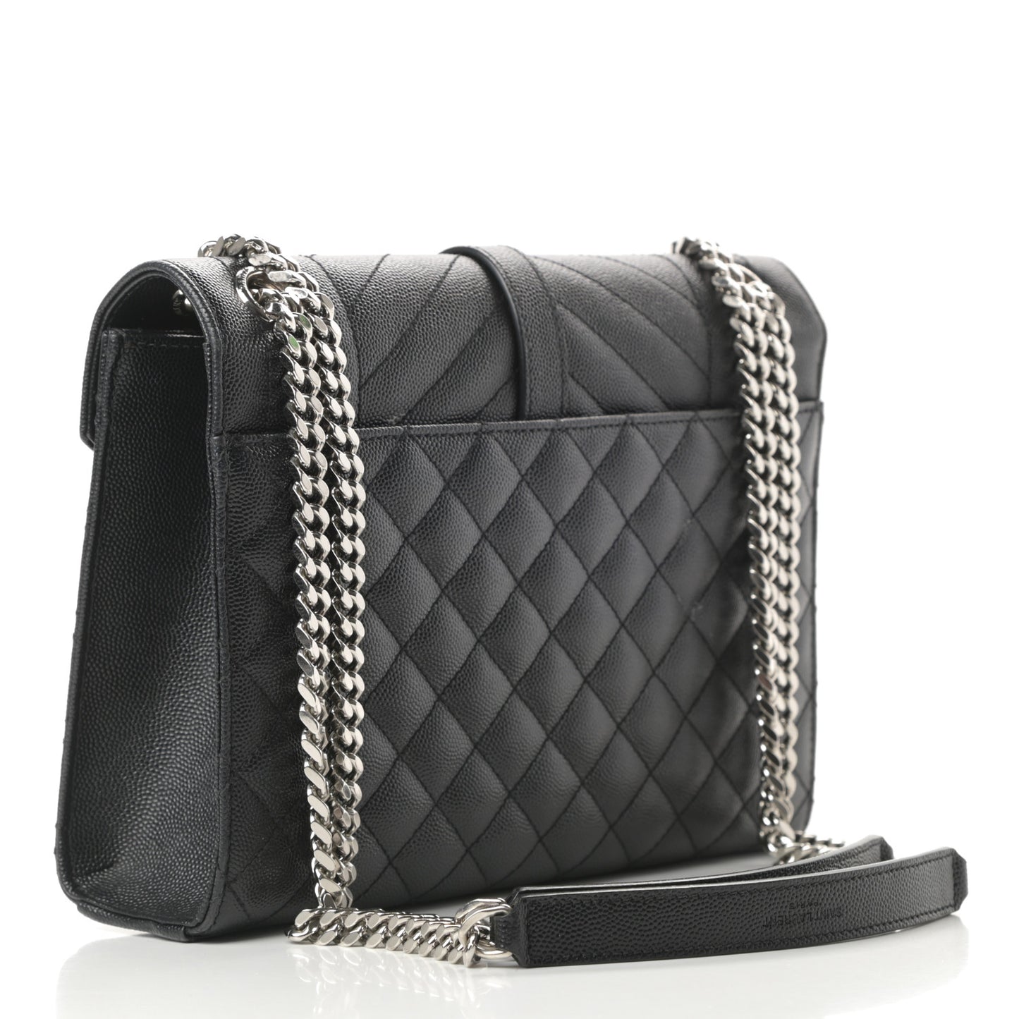 Grain De Poudre Textured Mixed Matelasse Triquilt Medium Monogram Satchel Black
