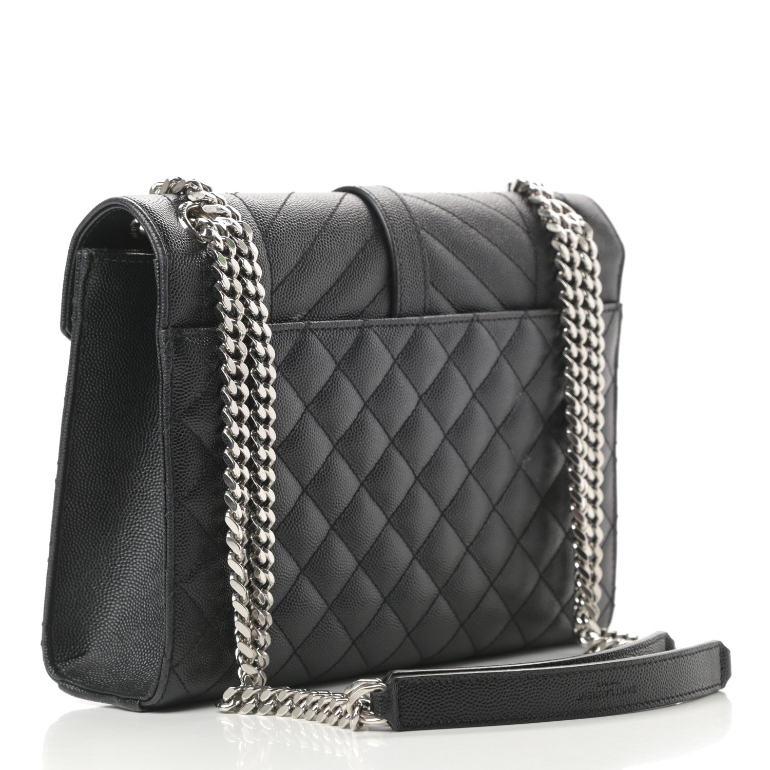 Saint Laurent Grain De Poudre Textured Mixed Matelasse Triquilt Medium Monogram Satchel Black 3 of 15