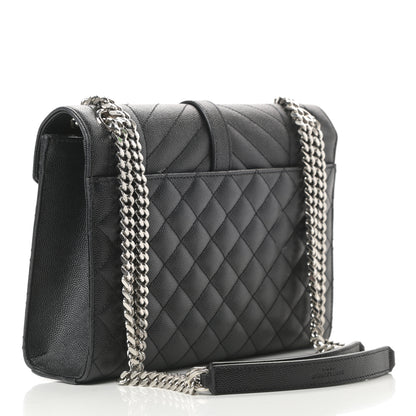 Saint Laurent Grain De Poudre Textured Mixed Matelasse Triquilt Medium Monogram Satchel Black 3 of 15
