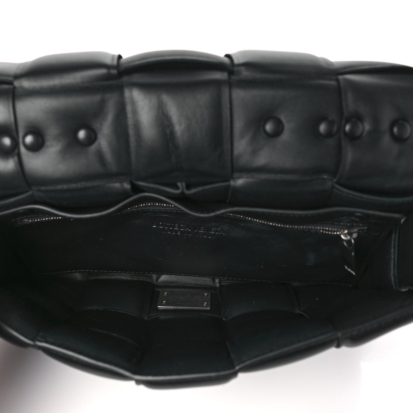 BOTTEGA VENETA Lambskin Maxi Intreccio Padded Chain Cassette Crossbody Bag Black