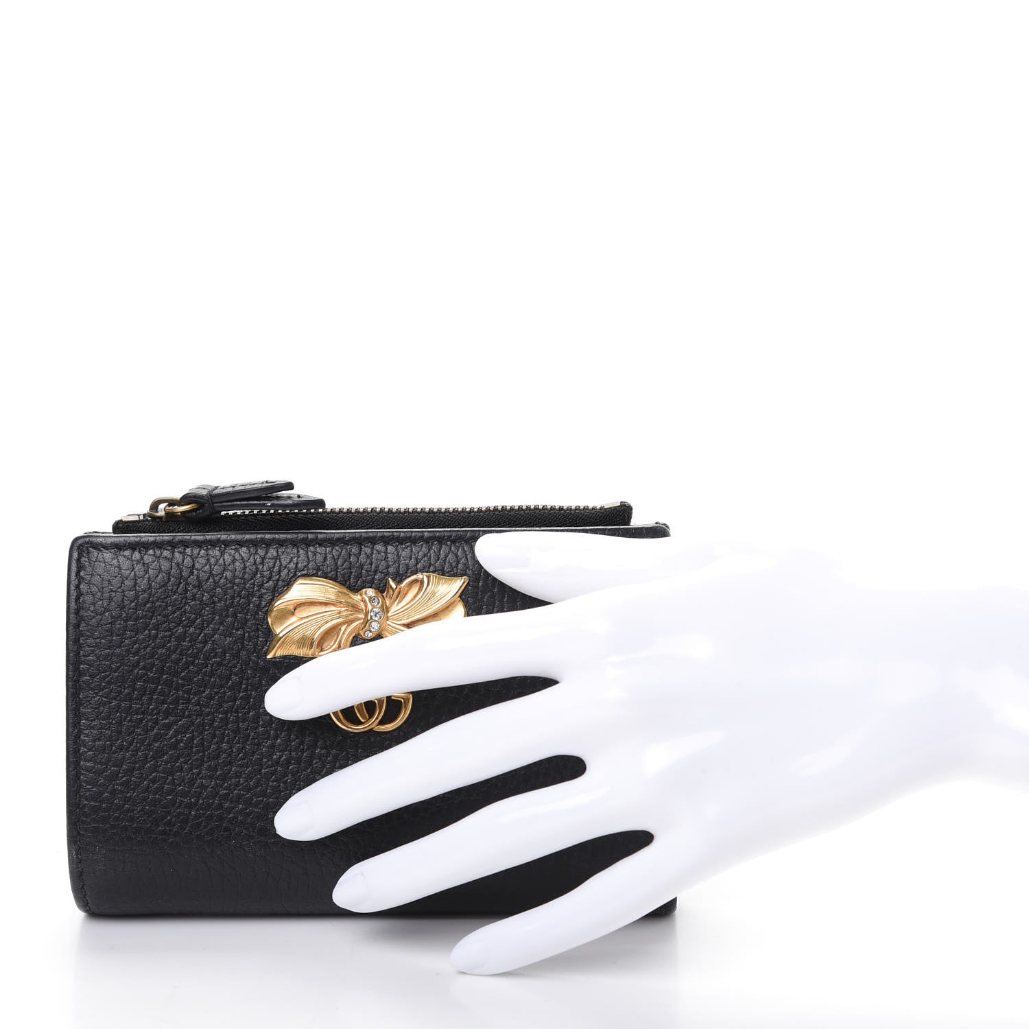 Gucci Calfskin GG Marmont Bow Flap Wallet Black 2 of 8