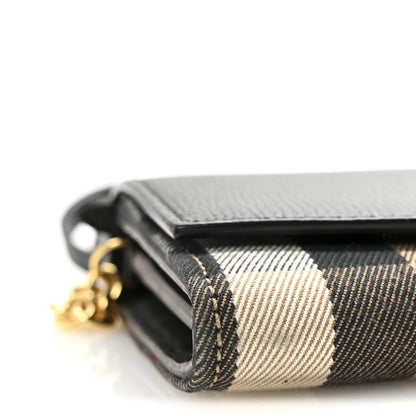 Burberry Grainy Calfskin House Check Henley Wallet On Chain Black 8 of 9