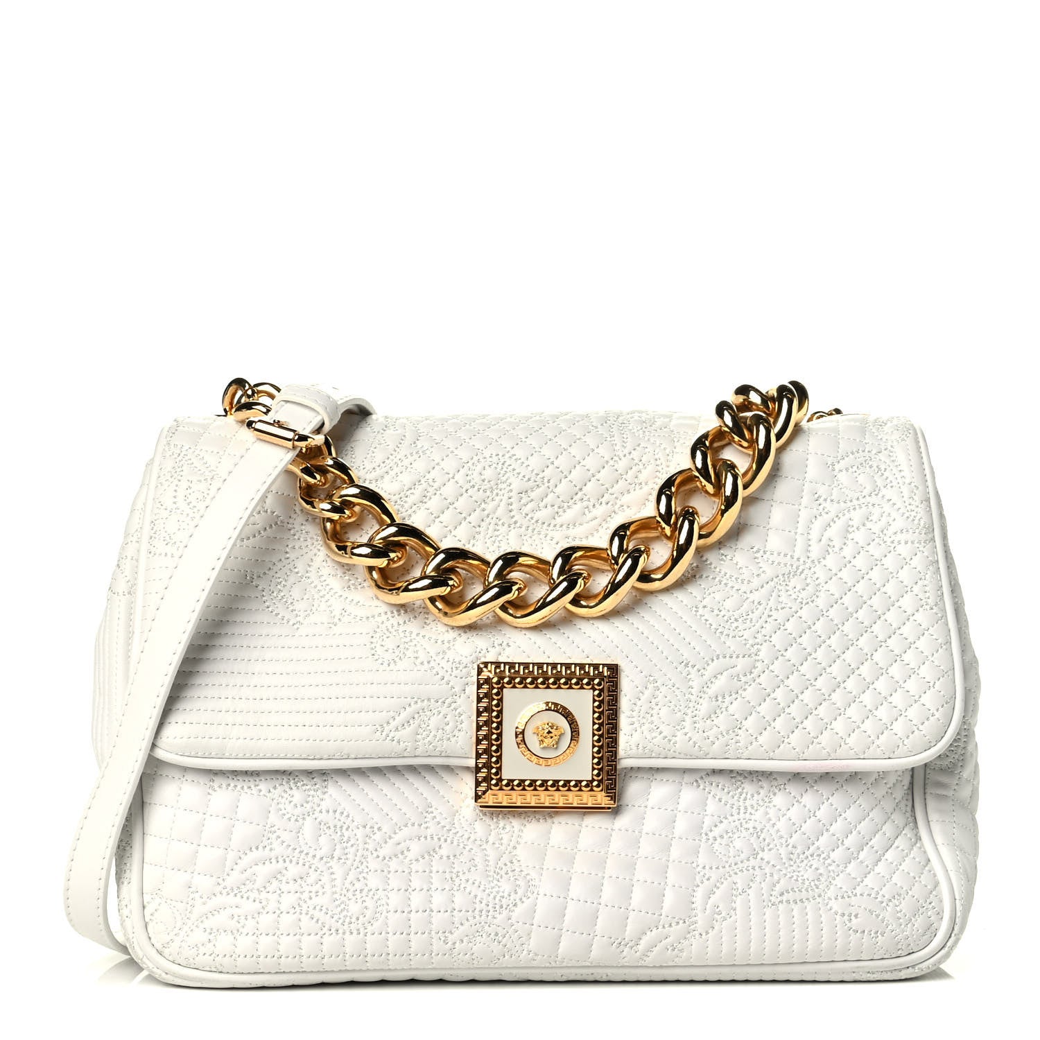 Versace Leather Microvanitas Quilted New Icon Handbag White 1 of 6
