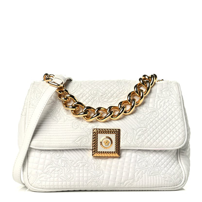 Versace Leather Microvanitas Quilted New Icon Handbag White 1 of 6