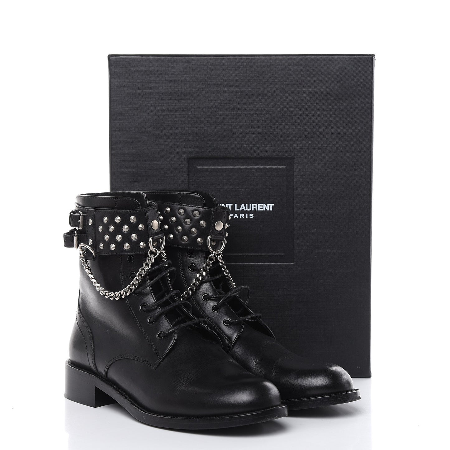 Smooth Calfskin Studded Boots 39 Black
