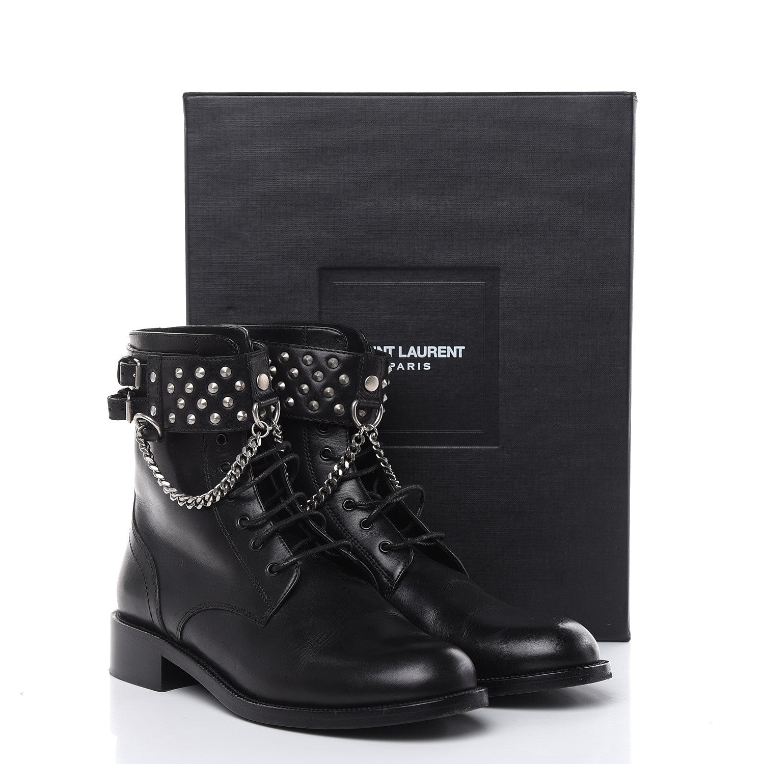 Saint Laurent Smooth Calfskin Studded Boots 39 Black 10 of 10