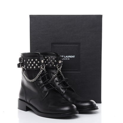 Saint Laurent Smooth Calfskin Studded Boots 39 Black 10 of 10