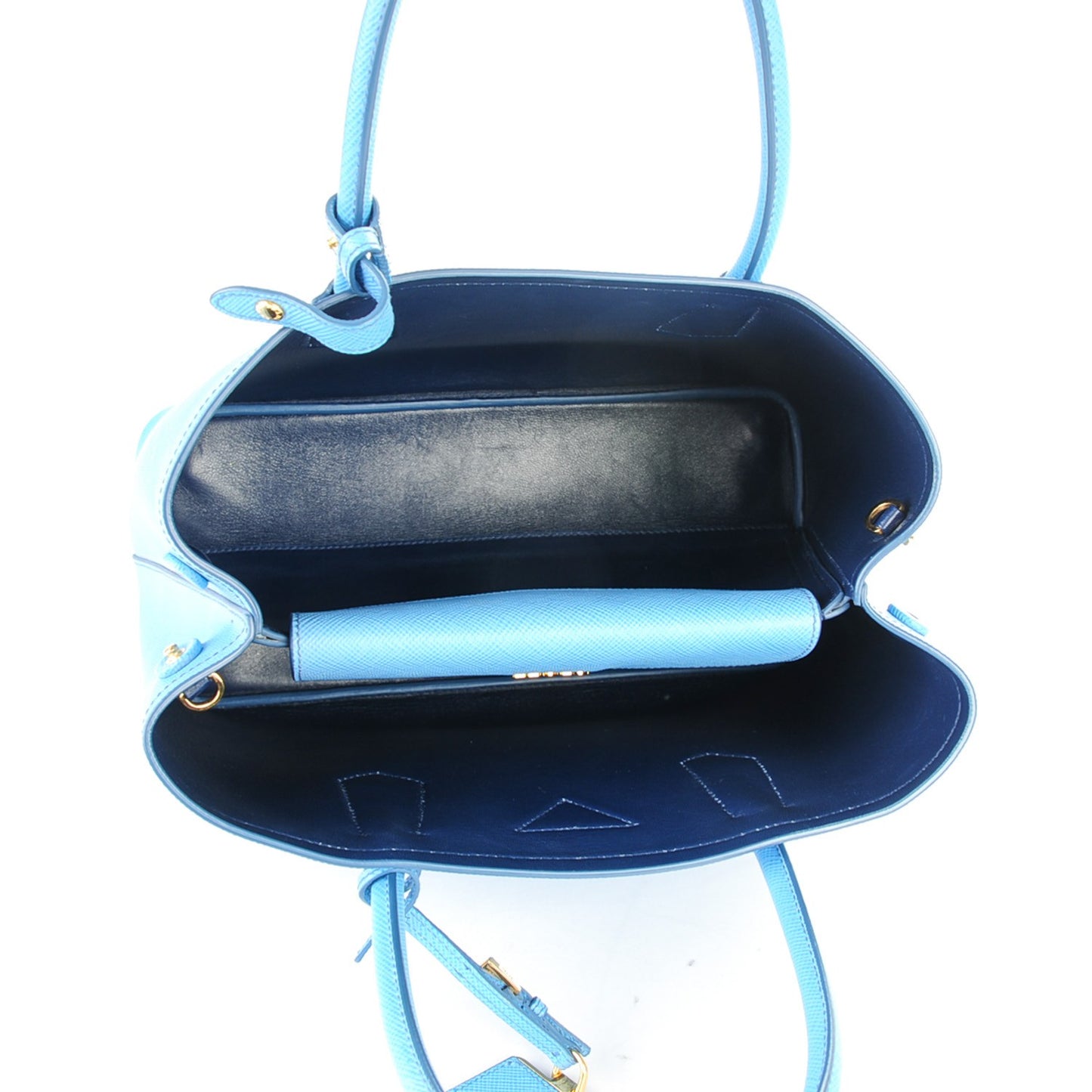 Saffiano Cuir Medium Double Bag Mare Bluette