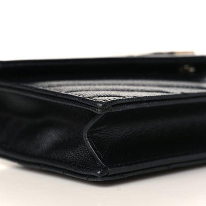 Saint Laurent Grain De Poudre Matelasse Chevron Monogram Envelope Chain Wallet Black 7 of 8