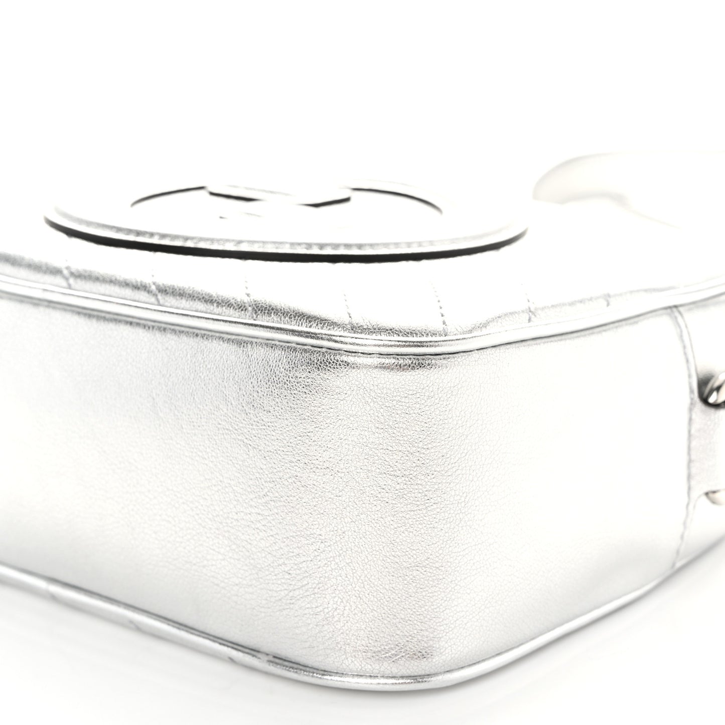Metallic Sakai Be Green Calfskin Diagonal Stitched Small Blondie Shoulder Bag Silver