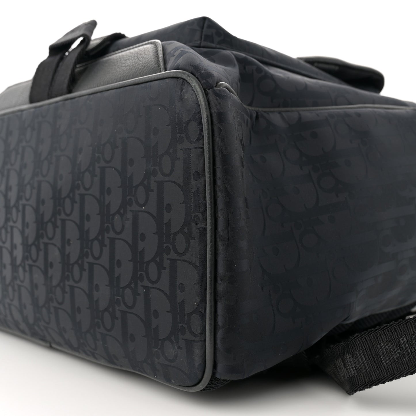 Grained Calfskin Nylon Oblique Explorer Backpack Black