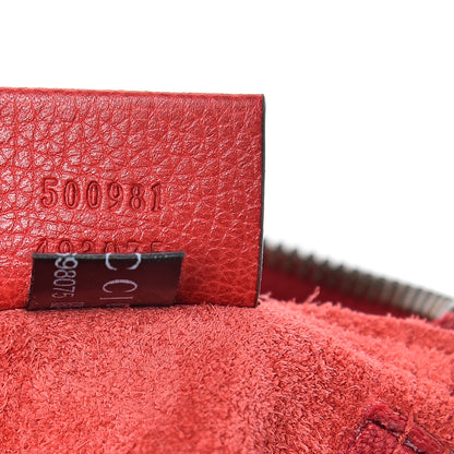Gucci Pebbled Calfskin Medium Logo Portfolio Clutch Hibiscus Red 7 of 8