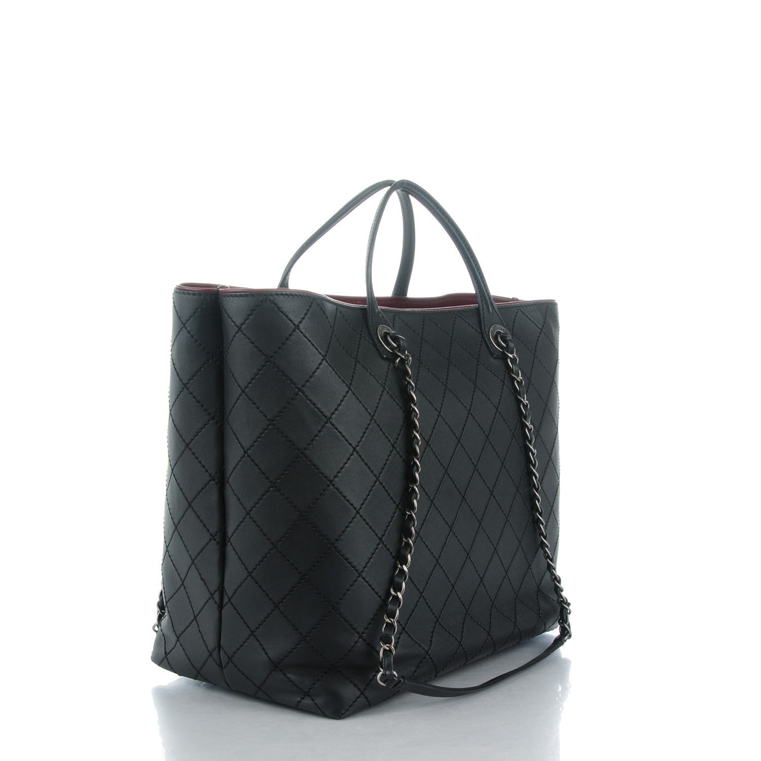 Chanel Calfskin Stitched Large Shopping Tote Black 3 of 7